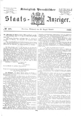 Königlich Preußischer Staats-Anzeiger (Allgemeine preußische Staats-Zeitung) Mittwoch 25. August 1869