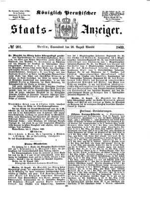 Königlich Preußischer Staats-Anzeiger (Allgemeine preußische Staats-Zeitung) Samstag 28. August 1869