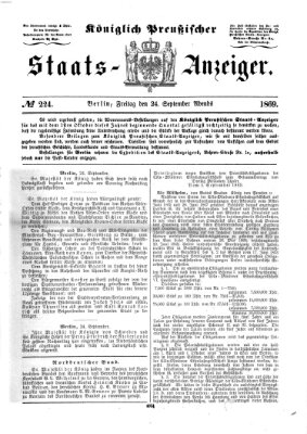 Königlich Preußischer Staats-Anzeiger (Allgemeine preußische Staats-Zeitung) Freitag 24. September 1869