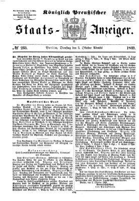 Königlich Preußischer Staats-Anzeiger (Allgemeine preußische Staats-Zeitung) Dienstag 5. Oktober 1869