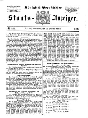 Königlich Preußischer Staats-Anzeiger (Allgemeine preußische Staats-Zeitung) Donnerstag 14. Oktober 1869