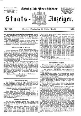 Königlich Preußischer Staats-Anzeiger (Allgemeine preußische Staats-Zeitung) Dienstag 19. Oktober 1869