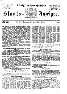 Königlich Preußischer Staats-Anzeiger (Allgemeine preußische Staats-Zeitung) Samstag 23. Oktober 1869