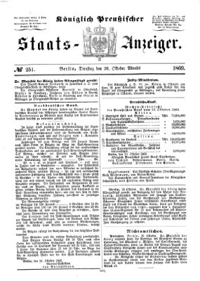 Königlich Preußischer Staats-Anzeiger (Allgemeine preußische Staats-Zeitung) Dienstag 26. Oktober 1869