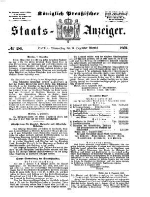 Königlich Preußischer Staats-Anzeiger (Allgemeine preußische Staats-Zeitung) Donnerstag 9. Dezember 1869