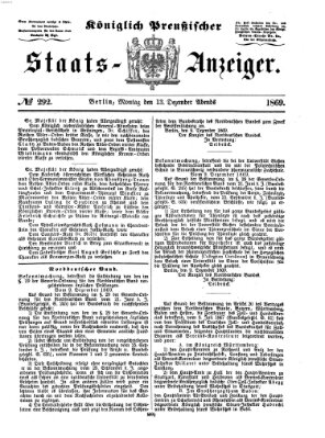 Königlich Preußischer Staats-Anzeiger (Allgemeine preußische Staats-Zeitung) Montag 13. Dezember 1869