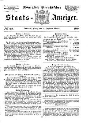 Königlich Preußischer Staats-Anzeiger (Allgemeine preußische Staats-Zeitung) Freitag 17. Dezember 1869