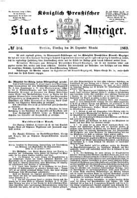 Königlich Preußischer Staats-Anzeiger (Allgemeine preußische Staats-Zeitung) Dienstag 28. Dezember 1869