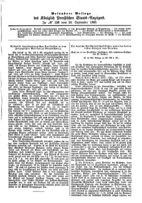 Königlich Preußischer Staats-Anzeiger (Allgemeine preußische Staats-Zeitung) Samstag 26. September 1868