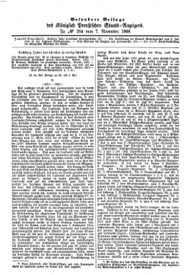 Königlich Preußischer Staats-Anzeiger (Allgemeine preußische Staats-Zeitung) Samstag 7. November 1868