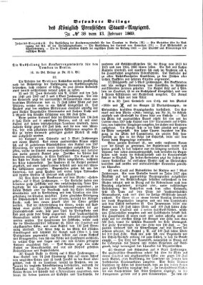 Königlich Preußischer Staats-Anzeiger (Allgemeine preußische Staats-Zeitung) Samstag 13. Februar 1869