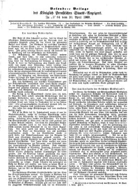 Königlich Preußischer Staats-Anzeiger (Allgemeine preußische Staats-Zeitung) Samstag 10. April 1869