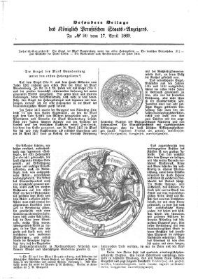 Königlich Preußischer Staats-Anzeiger (Allgemeine preußische Staats-Zeitung) Samstag 17. April 1869