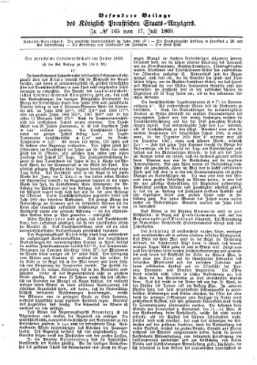 Königlich Preußischer Staats-Anzeiger (Allgemeine preußische Staats-Zeitung) Samstag 17. Juli 1869