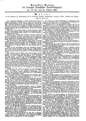 Königlich Preußischer Staats-Anzeiger (Allgemeine preußische Staats-Zeitung) Samstag 16. Oktober 1869