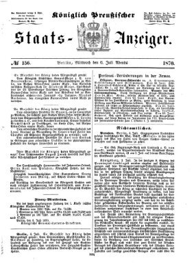 Königlich Preußischer Staats-Anzeiger (Allgemeine preußische Staats-Zeitung) Mittwoch 6. Juli 1870