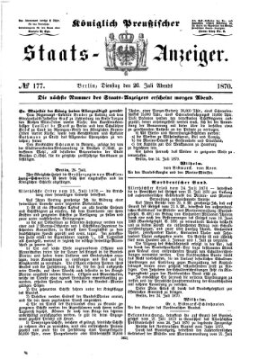 Königlich Preußischer Staats-Anzeiger (Allgemeine preußische Staats-Zeitung) Dienstag 26. Juli 1870