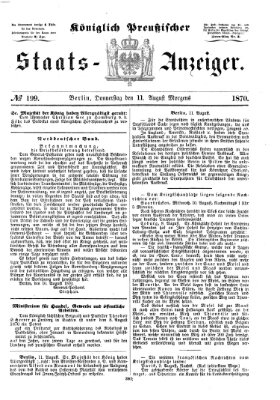 Königlich Preußischer Staats-Anzeiger (Allgemeine preußische Staats-Zeitung) Donnerstag 11. August 1870