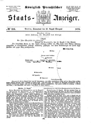 Königlich Preußischer Staats-Anzeiger (Allgemeine preußische Staats-Zeitung) Samstag 20. August 1870