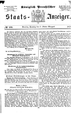 Königlich Preußischer Staats-Anzeiger (Allgemeine preußische Staats-Zeitung) Sonntag 2. Oktober 1870