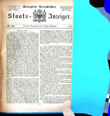 Königlich Preußischer Staats-Anzeiger (Allgemeine preußische Staats-Zeitung) Donnerstag 6. Oktober 1870