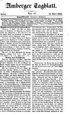 Amberger Tagblatt Freitag 17. April 1863