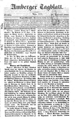 Amberger Tagblatt Dienstag 22. September 1863