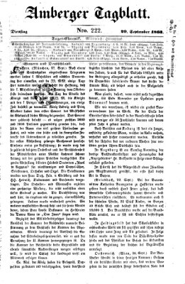 Amberger Tagblatt Dienstag 29. September 1863