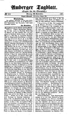 Amberger Tagblatt Montag 23. September 1867