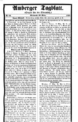 Amberger Tagblatt Mittwoch 18. März 1868