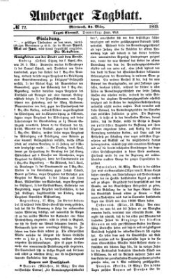 Amberger Tagblatt Mittwoch 31. März 1869