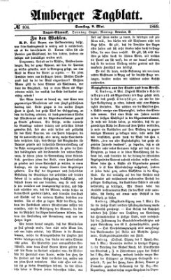 Amberger Tagblatt Samstag 8. Mai 1869