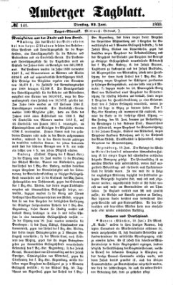 Amberger Tagblatt Dienstag 22. Juni 1869