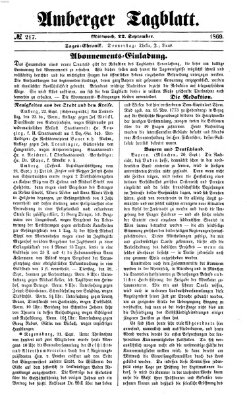 Amberger Tagblatt Mittwoch 22. September 1869