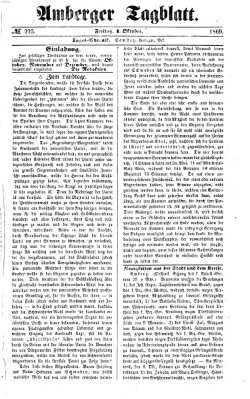 Amberger Tagblatt Freitag 1. Oktober 1869