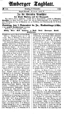 Amberger Tagblatt Dienstag 2. November 1869