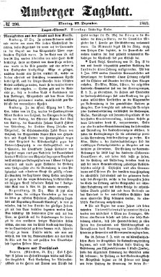 Amberger Tagblatt Montag 27. Dezember 1869