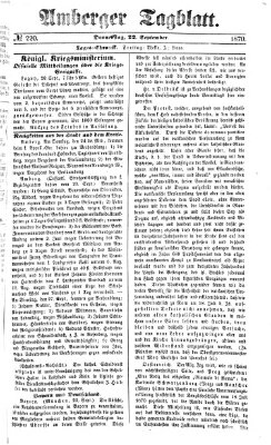 Amberger Tagblatt Donnerstag 22. September 1870