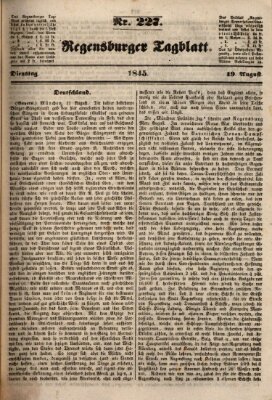 Regensburger Tagblatt Dienstag 19. August 1845