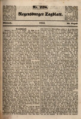 Regensburger Tagblatt Mittwoch 20. August 1845