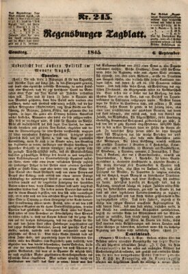 Regensburger Tagblatt Samstag 6. September 1845