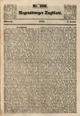 Regensburger Tagblatt Mittwoch 1. Oktober 1845