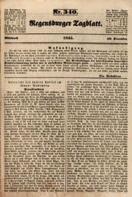 Regensburger Tagblatt Mittwoch 10. Dezember 1845