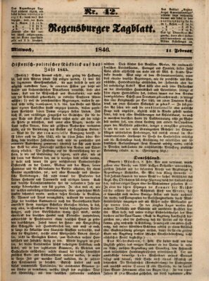 Regensburger Tagblatt Mittwoch 11. Februar 1846