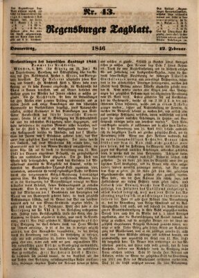 Regensburger Tagblatt Donnerstag 12. Februar 1846