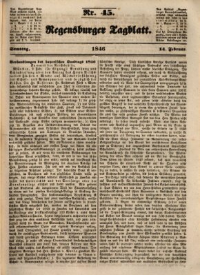 Regensburger Tagblatt Samstag 14. Februar 1846