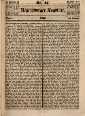 Regensburger Tagblatt Montag 16. Februar 1846