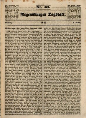 Regensburger Tagblatt Montag 2. März 1846