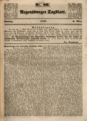 Regensburger Tagblatt Samstag 21. März 1846