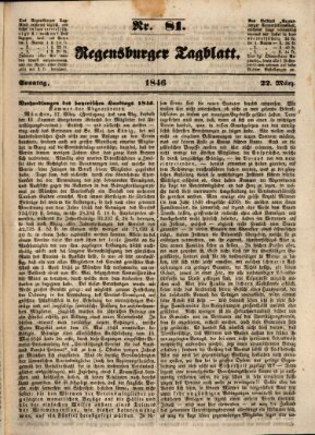 Regensburger Tagblatt Sonntag 22. März 1846